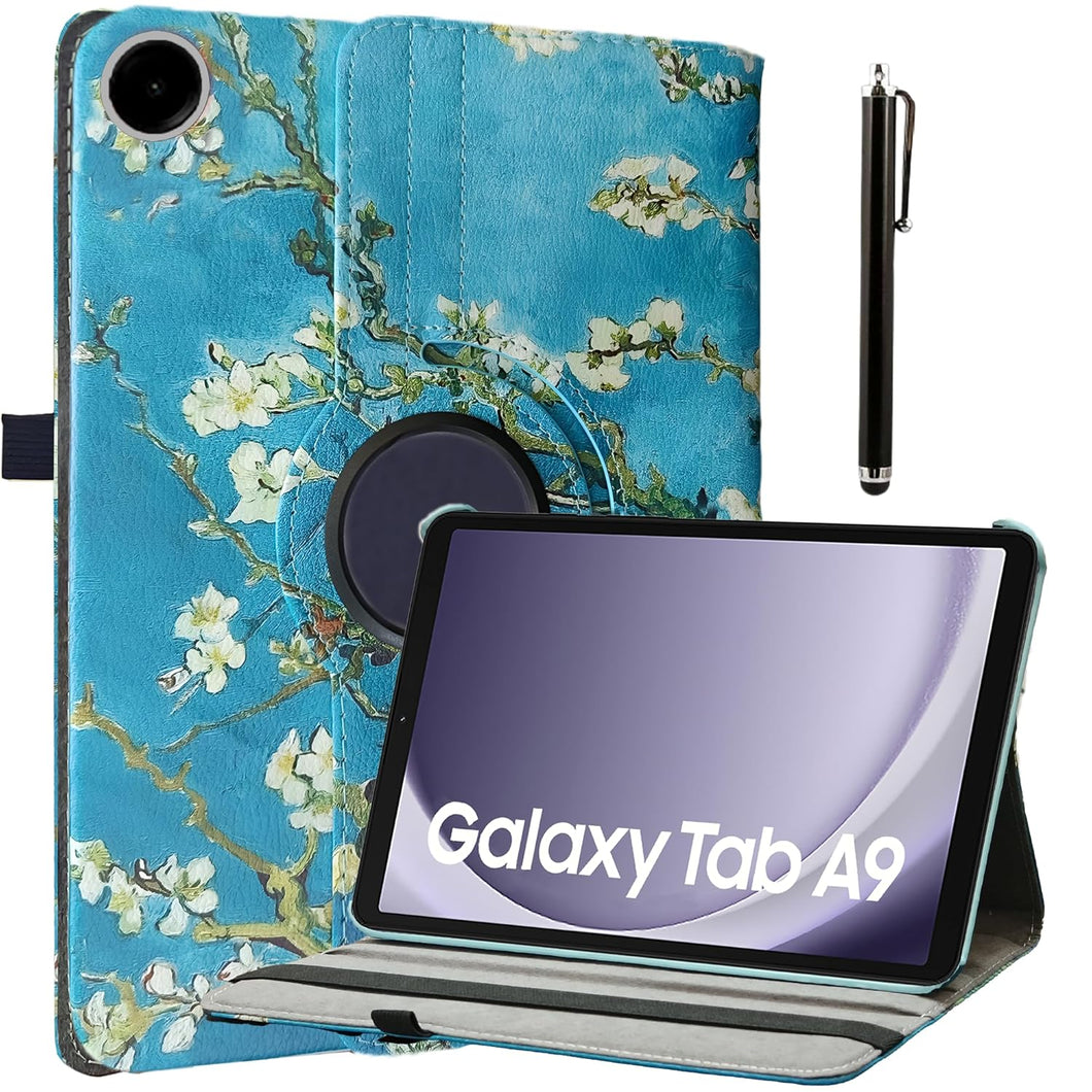 ProElite Cover for Galaxy Tab A9 8.7 inch Case Cover, 360 Rotatable Smart Flip Case Cover for Galaxy Tab A9 8.7 inch Tablet with Stylus Pen, Flowers