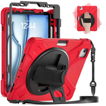 Load image into Gallery viewer, ProElite Rugged 3 Layer Armor case for Apple iPad Air 11 2024/iPad Air 5th/4th Gen 10.9/iPad Pro 11 4th/3rd Gen with Apple Pencil Holder, Hand Grip and Rotating KickStand, Red
