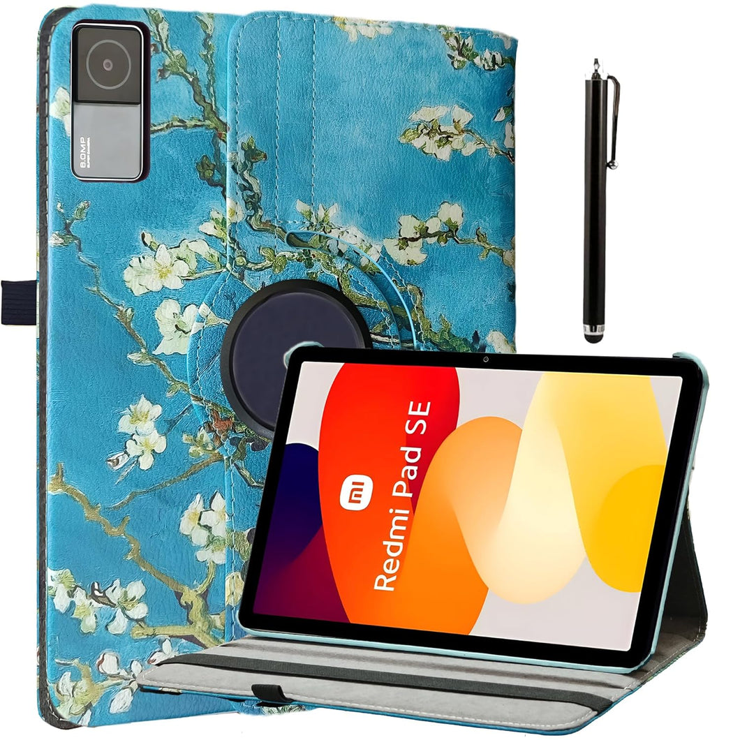 ProElite Case Cover for Redmi Pad SE 11 inch Cover, 360 Rotatable Smart Flip Case cover for Redmi Pad SE 11 inch tablet with Stylus Pen, Flowers