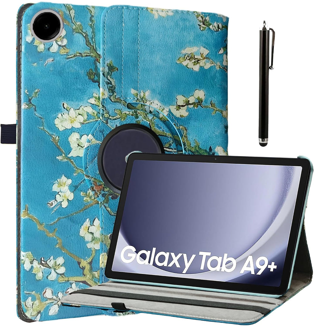 ProElite Cover for Galaxy Tab A9 Plus 11 inch Case Cover, 360 Rotatable Smart Flip Case cover for Galaxy Tab A9 Plus 11 inch tablet with Stylus Pen, Flowers