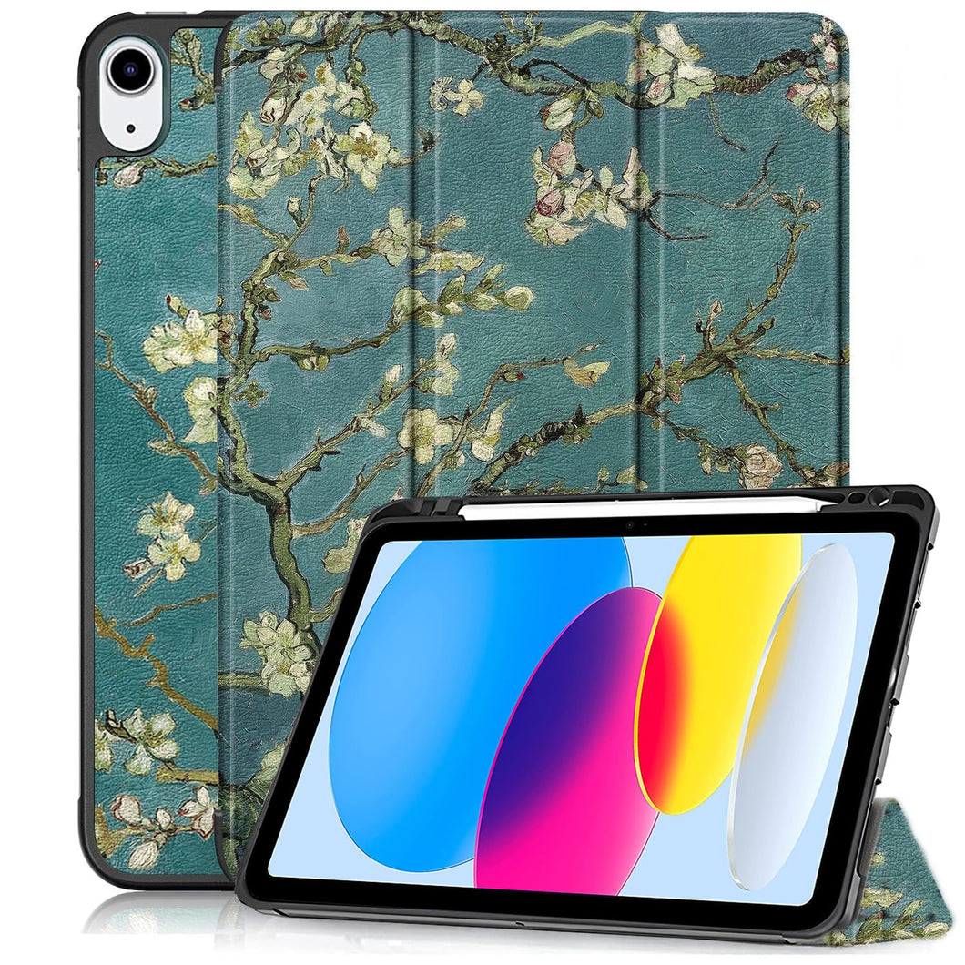 ProElite Smart Case for iPad 10th Generation 2022 [Auto Sleep/Wake Cover] [Pencil Holder] [Soft Flexible Case] Recoil Series - Flowers