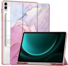 Load image into Gallery viewer, ProElite Cover for Samsung Galaxy Tab S9 FE Plus/S9 Plus 12.4 inch Case, Smart Flip Case Cover for Samsung Galaxy Tab S9 FE+/S9 Plus 12.4 inch with S Pen Holder, Marble Rose Pink [Transparent Back]
