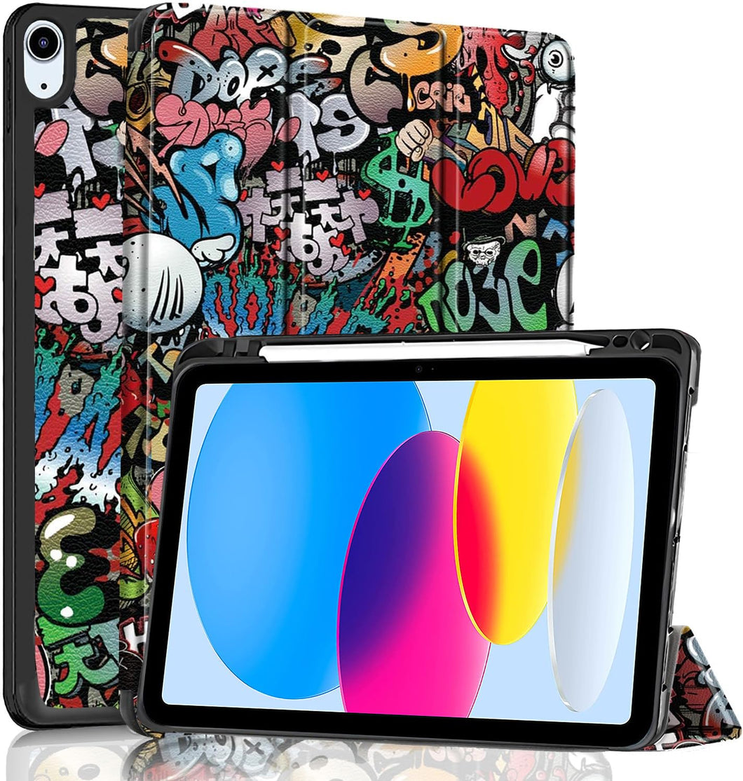 ProElite Smart Case for iPad 10th Generation 2022 [Auto Sleep/Wake Cover] [Pencil Holder] [Soft Flexible Case] Recoil Series - Hippy