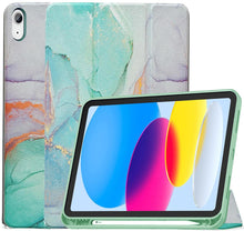 Load image into Gallery viewer, ProElite Smart Case for iPad 10th Generation 2022 [Auto Sleep/Wake Cover] [Left side Pencil Holder] [Soft Flexible Case] Recoil Series - Marble Green
