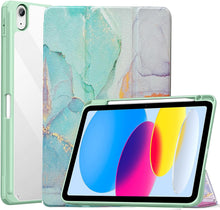 Load image into Gallery viewer, ProElite Case Cover for Apple iPad 10th Generation, Transparent case Cover with Pencil Holder for iPad 10th Gen, Marble Green
