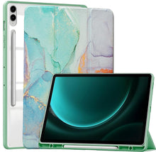 Load image into Gallery viewer, ProElite Cover for Samsung Galaxy Tab S9 FE Plus/S9 Plus 12.4 inch Cover Case, Smart Flip Case Cover for Samsung Galaxy Tab S9 FE+/S9 Plus 12.4 inch with S Pen Holder, Marble Green [Transparent Back]
