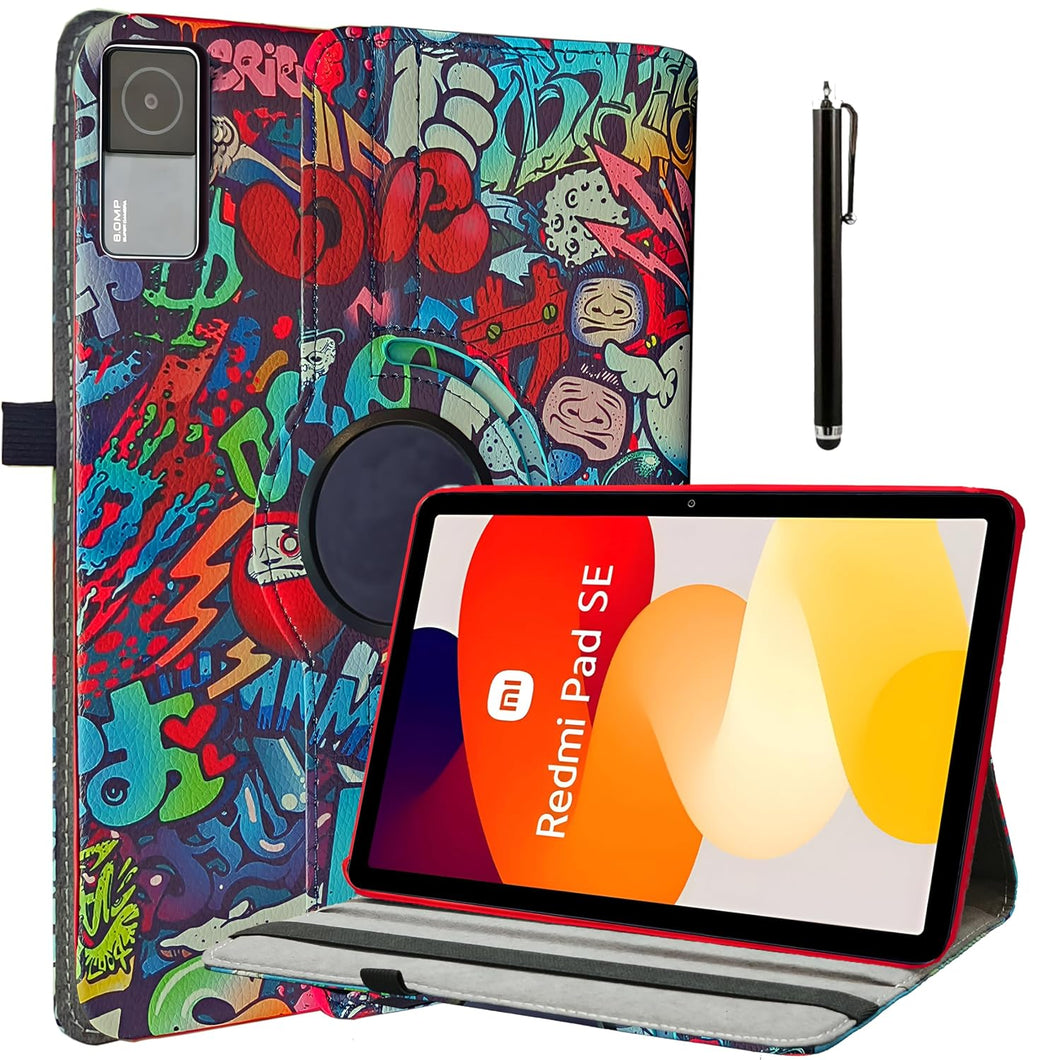 ProElite Case Cover for Redmi Pad SE 11 inch Cover, 360 Rotatable Smart Flip Case cover for Redmi Pad SE 11 inch tablet with Stylus Pen, Hippy