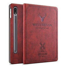 Load image into Gallery viewer, ProElite Deer Flip case Cover for Samsung Galaxy Tab S8/S7 11&quot; SM-T870/T875/X700/X706 (Wine Red)
