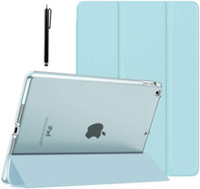 Load image into Gallery viewer, ProElite Smart Trifold Hard Back Flip Stand Case Cover for Apple iPad 9.7 inch 2018/2017 5th 6th Generation with Stylus Pen- Light Blue
