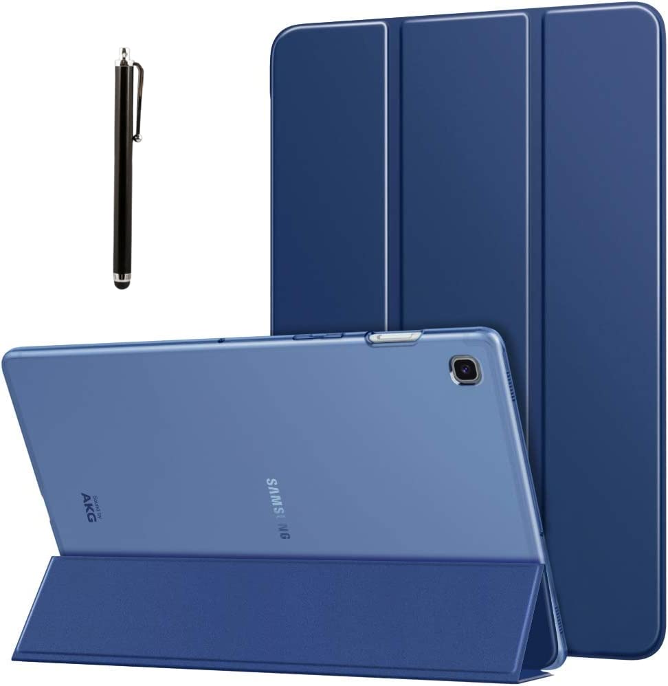 ProElite Smart Flip Case Cover for Samsung Galaxy Tab S6 Lite 10.4 Inch SM-P610/P615 Translucent Back with Stylus Pen, Dark Blue