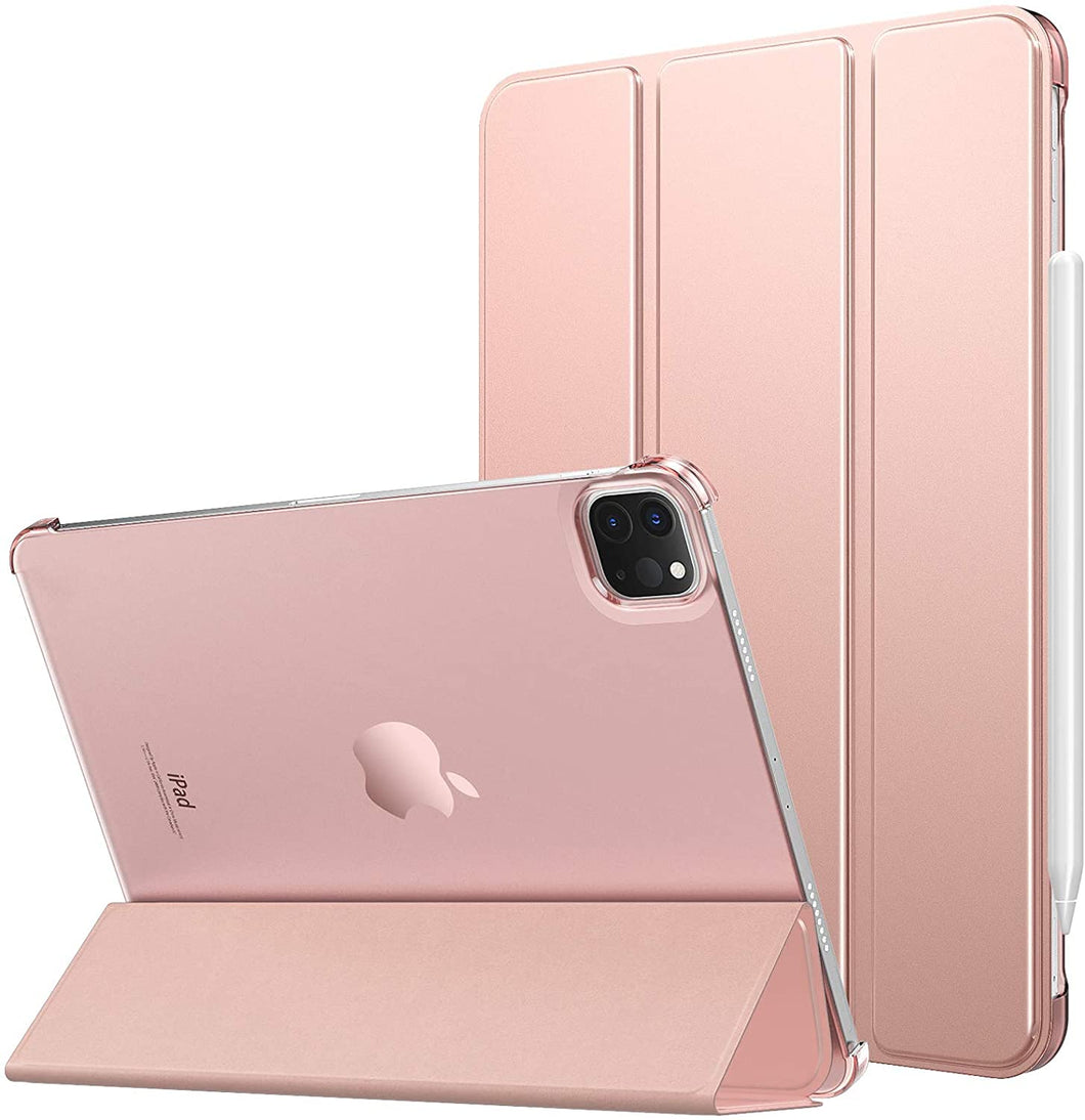 ProElite Smart Case Cover for Apple iPad Pro 11 inch 2022/2021 4th/3rd Gen [Auto Sleep/Wake ], Translucent & Hard Back, Rose Gold