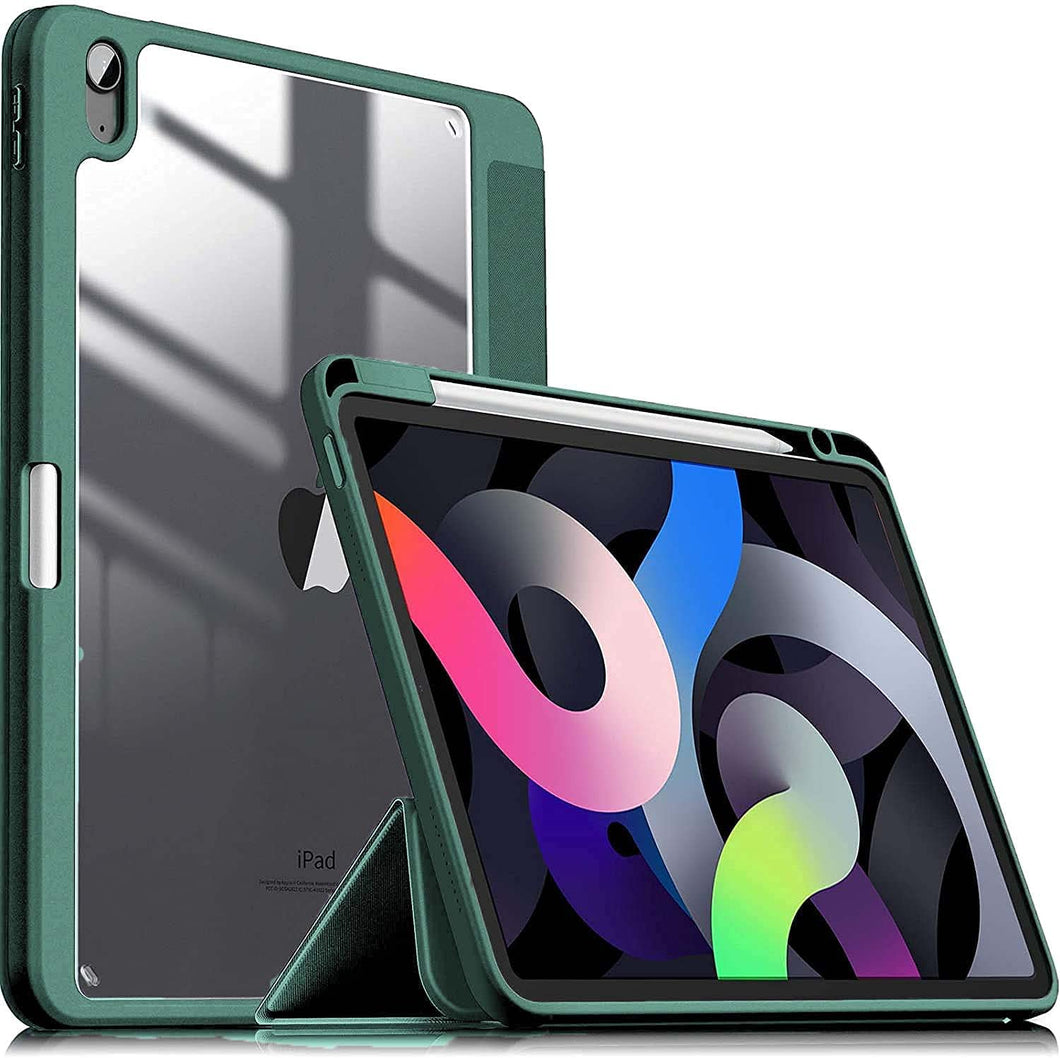 ProElite Hybrid Detachable Magnetic Case Cover for Apple iPad 10th Generation 10.9 inch 2022 with Pencil Holder, Dark Green [Transparent Back]