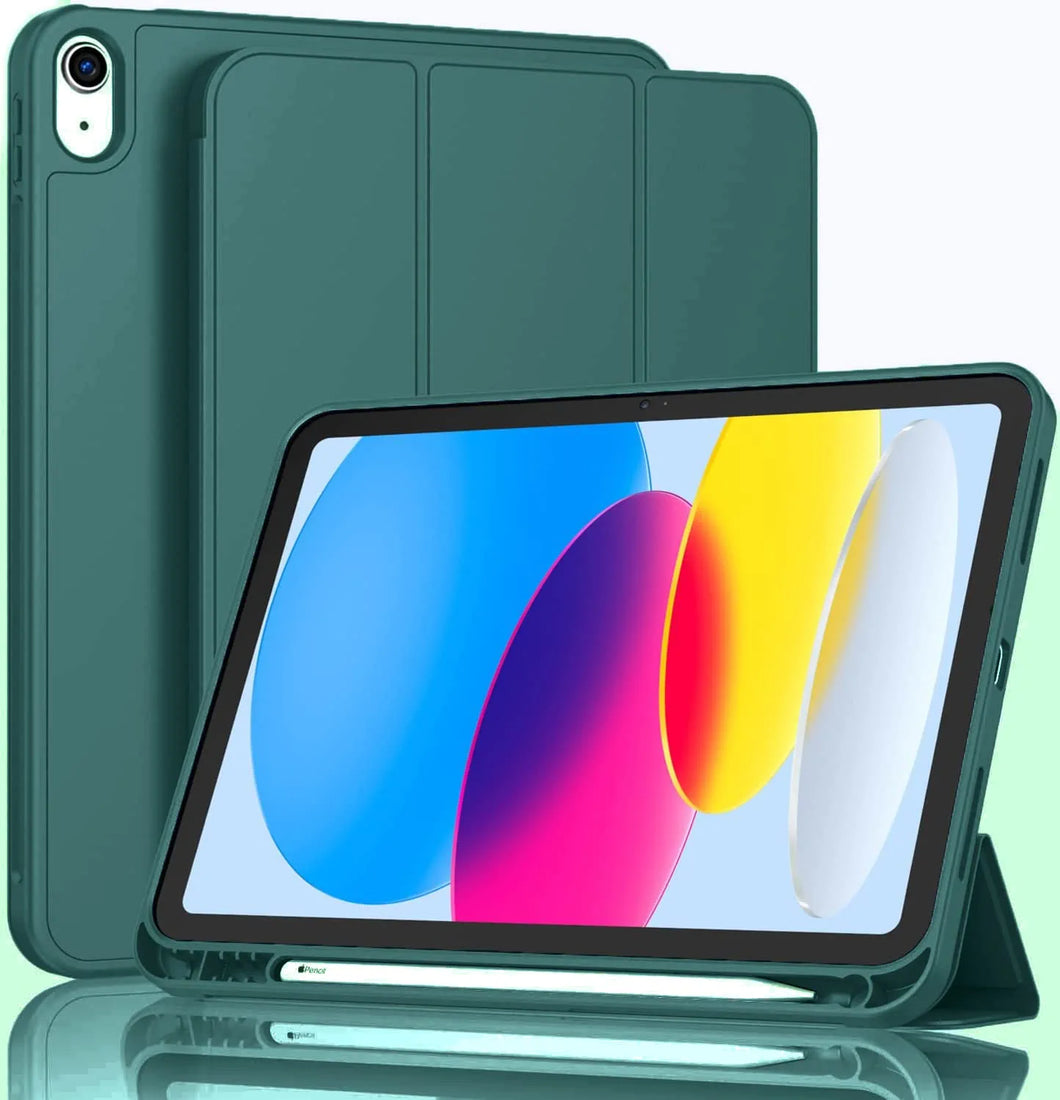 ProElite Smart Case for iPad 10th Generation 10.9 inch 2022 [Auto Sleep/Wake Cover] [Left Side Pencil Holder] [Soft Flexible Case] Recoil Series - Green