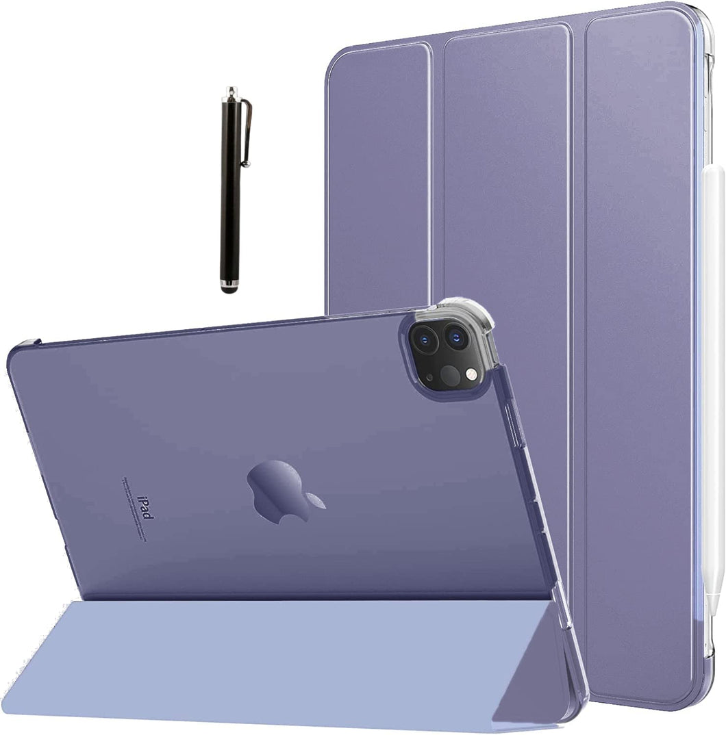 ProElite Smart Case Cover for Apple iPad Pro 11 inch 2022/2021 4th/3rd Generation [Auto Sleep/Wake ], Translucent & Hard Back, with Stylus, Purple