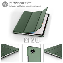 Load image into Gallery viewer, ProElite Smart Flip Case Cover for Samsung Galaxy Tab A8 10.5&quot; SM-X200/ SM-X205/ SM-X207 2021 Translucent Back with Stylus Pen, Dark Green
