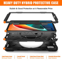 Load image into Gallery viewer, ProElite Rugged 3 Layer Armor case Cover for Xiaomi Mi Pad 5 11&quot; with Hand Grip and Rotating Kickstand with Shoulder Strap &amp; Pen Holder, Black
