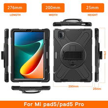 Load image into Gallery viewer, ProElite Rugged 3 Layer Armor case Cover for Xiaomi Mi Pad 5 11&quot; with Hand Grip and Rotating Kickstand with Shoulder Strap &amp; Pen Holder, Black
